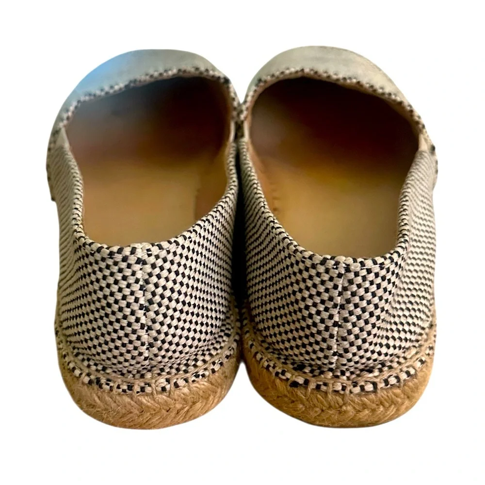 TALBOTS Izzy Ivory/Black Checkered Scalloped ESPADRILLES Size 8 M